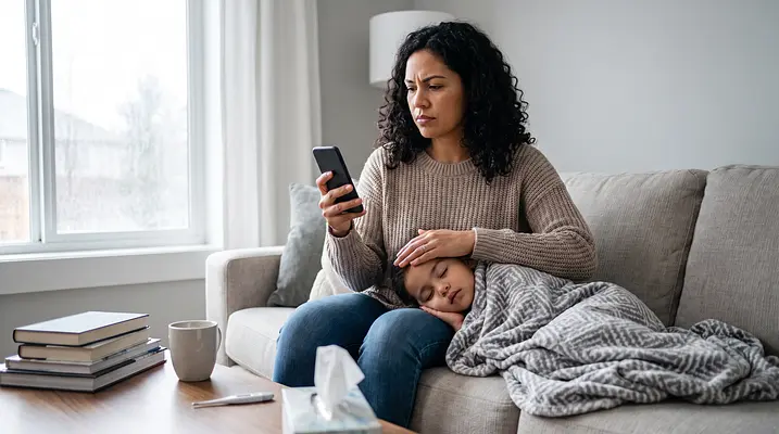 Allein unterwegs: Wie Sie einen Krankheitstag meistern, wenn Sie das einzige erwachsene Familienmitglied im Haus sind